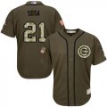 Men Chicago Cubs #21 Sammy Sosa Green Salute to Service Stitched Baseball Jersey