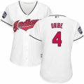 Womens Majestic Cleveland Indians #4 Juan Uribe Authentic White Home 2016 World Series Bound Cool Base MLB Jersey