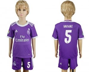 Real Madrid #5 Varane Away Kid Soccer Club Jersey