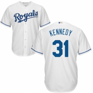 Men\'s Majestic Kansas City Royals #31 Ian Kennedy Replica White Home Cool Base MLB Jersey