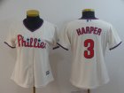 Phillies #3 Bryce Harper Cream Women Cool Base Jersey