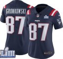 Nike Patriots #87 Rob Gronkowski Navy Women 2019 Super Bowl LIII Color Rush Limited Jersey