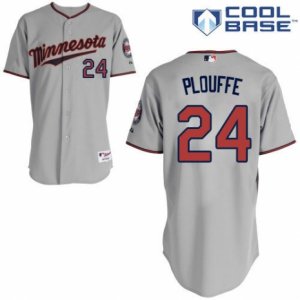 Men\'s Majestic Minnesota Twins #24 Trevor Plouffe Replica Grey Road Cool Base MLB Jersey