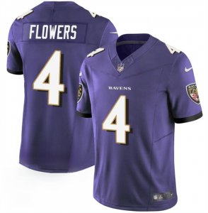 Men\'s Baltimore Ravens #4 Zay Flowers Purple 2023 F.U.S.E. Vapor Limited Football Stitched Jersey