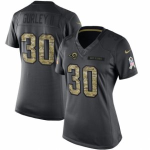 Women\'s Nike Los Angeles Rams #30 Todd Gurley Limited Black 2016 Salute to Service NFL Jersey