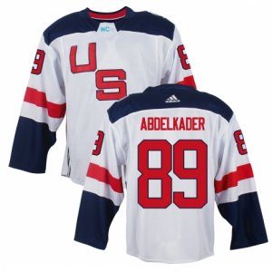 Youth Adidas Team USA #89 Justin Abdelkader Premier White Home 2016 World Cup Ice Hockey Jersey