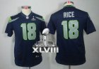Nike Seattle Seahawks #18 Sidney Rice Steel Blue Team Color Super Bowl XLVIII Youth NFL Limited Jersey