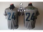 2015 Super Bowl XLIX Nike NFL Seattle Seahawks #24 Marshawn Lynch Grey Jerseys[Shadow Elite]