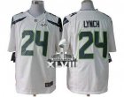 Nike Seattle Seahawks #24 Marshawn Lynch White Super Bowl XLVIII NFL Limited Jersey