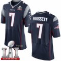 Mens Nike New England Patriots #7 Jacoby Brissett Elite Navy Blue Team Color Super Bowl LI 51 NFL Jersey