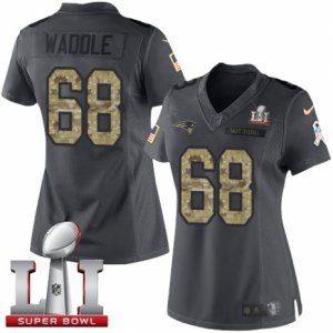 Womens Nike New England Patriots #68 LaAdrian Waddle Limited Black 2016 Salute to Service Super Bowl LI 51 NFL Jersey