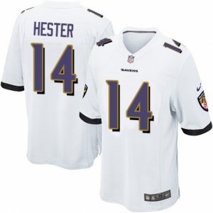 Mens Nike Baltimore Ravens #14 Devin Hester Game White NFL Jersey