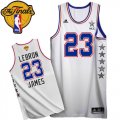 Men's Adidas Cleveland Cavaliers #23 LeBron James Swingman White 2015 All Star 2016 The Finals Patch NBA Jersey
