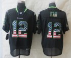 Nike Seattle Seahawks #12 Fan Black Jerseys(USA Flag Fashion Elite)