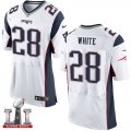 Nike Patriots #28 James White White 2017 Super Bowl LI Elite Jersey