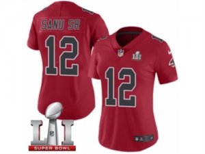 Womens Nike Atlanta Falcons #12 Mohamed Sanu Limited Red Rush Super Bowl LI 51 NFL Jersey