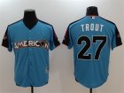 American League #27 Mike Trout Blue 2017 MLB All-Star Game Home Run Derby Jersey