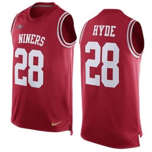 Mens San Francisco 49ers #28 Carlos Hyde Scarlet Player Name & Number Tank Top