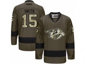 Mens Adidas Nashville Predators #15 Craig Smith Authentic Green Salute to ServiceNHL Jersey