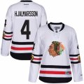 Womens Reebok Chicago Blackhawks #4 Niklas Hjalmarsson Authentic White 2017 Winter Classic NHL Jersey