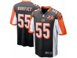 Youth Cincinnati Bengals #55 Vontaze Burfict Nike Black 50th Anniversary Patch Game Jersey