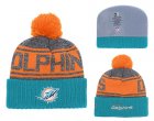 Dolphins Aqua Banner Block Cuffed Knit Hat With Pom YD