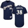 Men's Majestic Milwaukee Brewers #38 Wily Peralta Navy Blue Flexbase Authentic Collection MLB Jersey