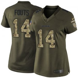 Women Nike San Diego Chargers #14 Dan Fouts Green Salute to Service Jerseys