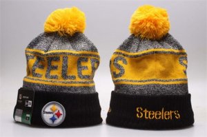 Steelers Fresh Logo Black Pom Knit Hat YP