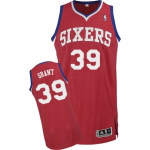 Men\'s Adidas Philadelphia 76ers #39 Jerami Grant Authentic Red Road NBA Jersey