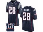Mens Nike New England Patriots #28 James White Elite Navy Blue Team Color Super Bowl LI Champions NFL Jersey
