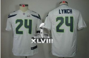 Nike Seattle Seahawks #24 Marshawn Lynch White Super Bowl XLVIII Youth Stitched NFL Limited Jersey