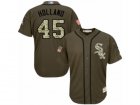 Mens Majestic Chicago White Sox #45 Derek Holland Replica Green Salute to Service MLB Jersey