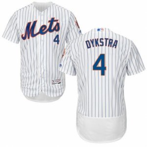 Men\'s Majestic New York Mets #4 Lenny Dykstra White Flexbase Authentic Collection MLB Jersey