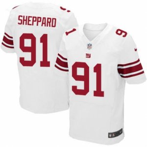 Men\'s Nike New York Giants #91 Kelvin Sheppard Elite White NFL Jersey