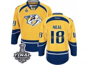 Mens Reebok Nashville Predators #18 James Neal Premier Gold Home 2017 Stanley Cup Final NHL Jersey