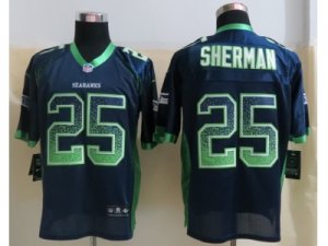 Nike Seattle Seahawks #25 Sherman Blue Jerseys(Drift Fashion Elite)