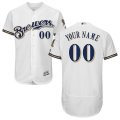 2016 Men Milwaukee Brewers Majestic White-Royal Flexbase Authentic Collection Custom Jersey (2)