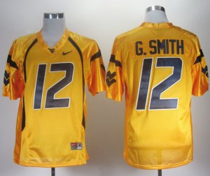 NCAA West Virginia Mountaineers Geno Smith #12 yellow College Football Jersey