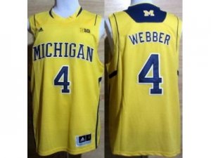 Michigan Wolverines #4 Chirs Webber Big 10 Patch Yellow Jerseys