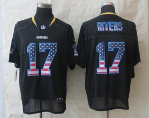 Nike San Diego Charger #17 Rivers Black Jerseys(USA Flag Fashion Elite)