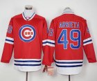 Men Chicago Cubs #49 Jake Arrieta Red Long Sleeve Stitched Baseball Jersey