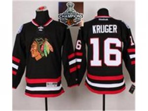 NHL Chicago Blackhawks #16 Marcus Kruger Black 2014 Stadium Series 2015 Stanley Cup Champions jerseys