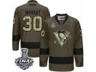 Mens Reebok Pittsburgh Penguins #30 Matt Murray Authentic Green Salute to Service 2017 Stanley Cup Final NHL Jersey