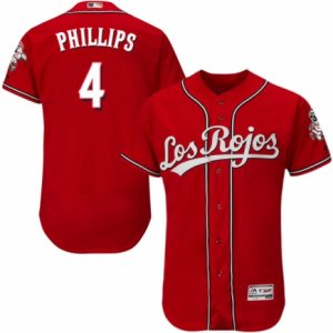 Men\'s Majestic Cincinnati Reds #4 Brandon Phillips Red Los Rojos Flexbase Authentic Collection MLB Jersey