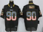 Nike Steelers #90 T.J. Watt Black USA Flag Fashion Elite Jersey