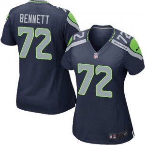 Women Nike Seattle Seahawks #72 Michael Bennett blue jerseys