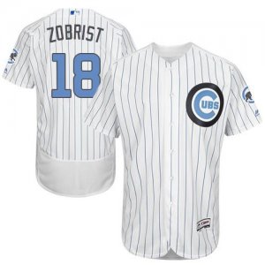 Chicago Cubs #18 Ben Zobrist White(Blue Strip) Flexbase Authentic Collection 2016 Fathers Day Stitched Baseball Jersey