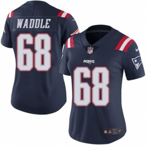 Women\'s Nike New England Patriots #68 LaAdrian Waddle Limited Navy Blue Rush NFL Jersey