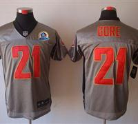 Nike 49ers #21 Frank Gore Grey Shadow With Hall of Fame 50th Patch NFL Elite Jersey